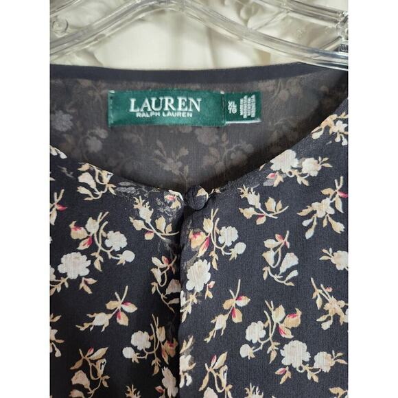 Lauren Ralph Lauren Black and White Floral Blouse - Picture 4 of 7